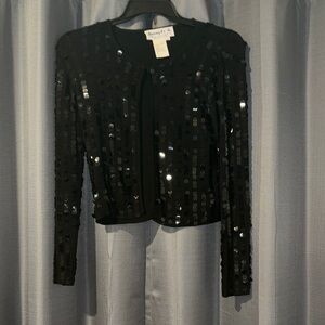 Joseph A Black Sequin QuEst-CequecEst Silk Sweater SZ Medium
